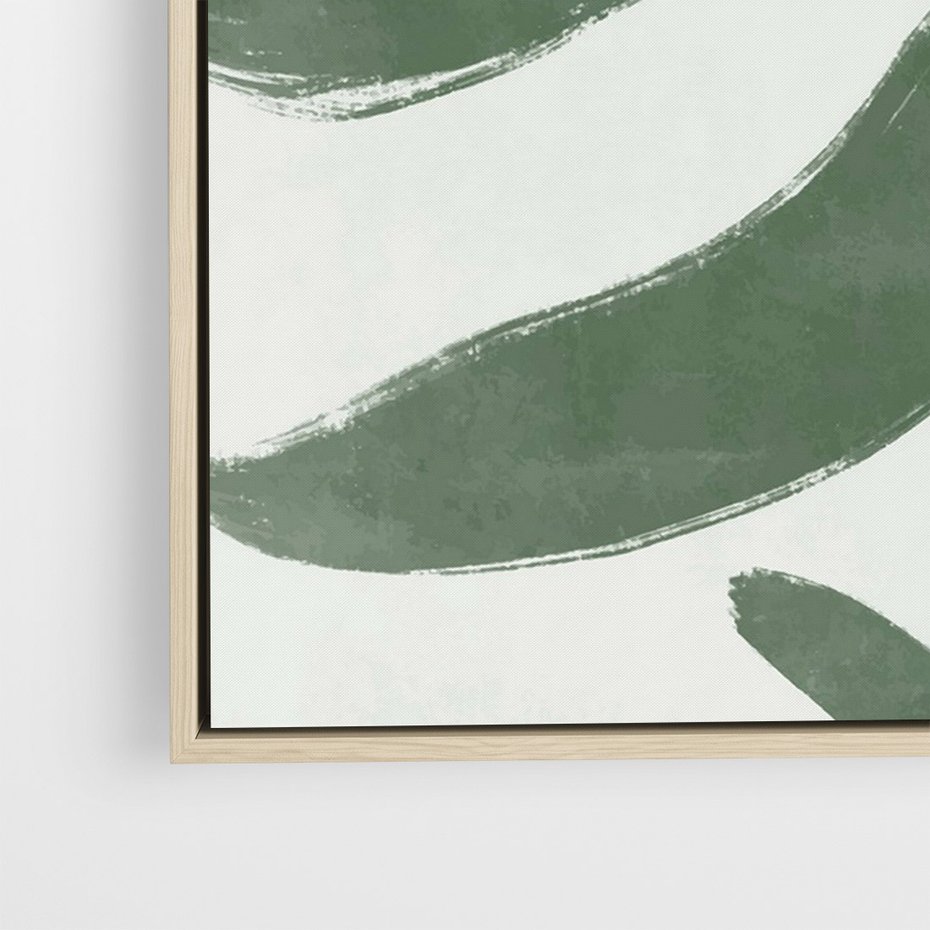 Obraz w ramie 80x120 - Zieleń Wewnętrznego Spokoju - zielony plakat, roślinne inspiracje - rama drewno