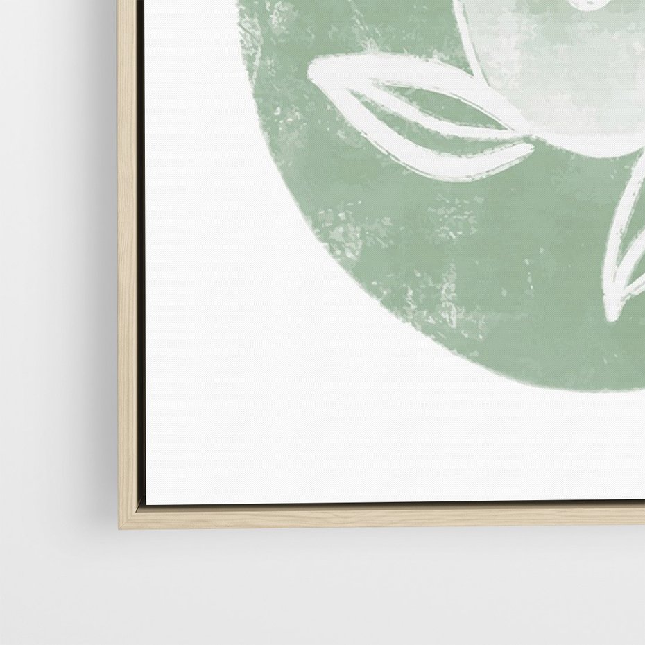 Obraz w ramie 80x120 - Zielony Świat Odpoczynku - abstrakcyjny zielony motyw, skandynawski design - rama drewno