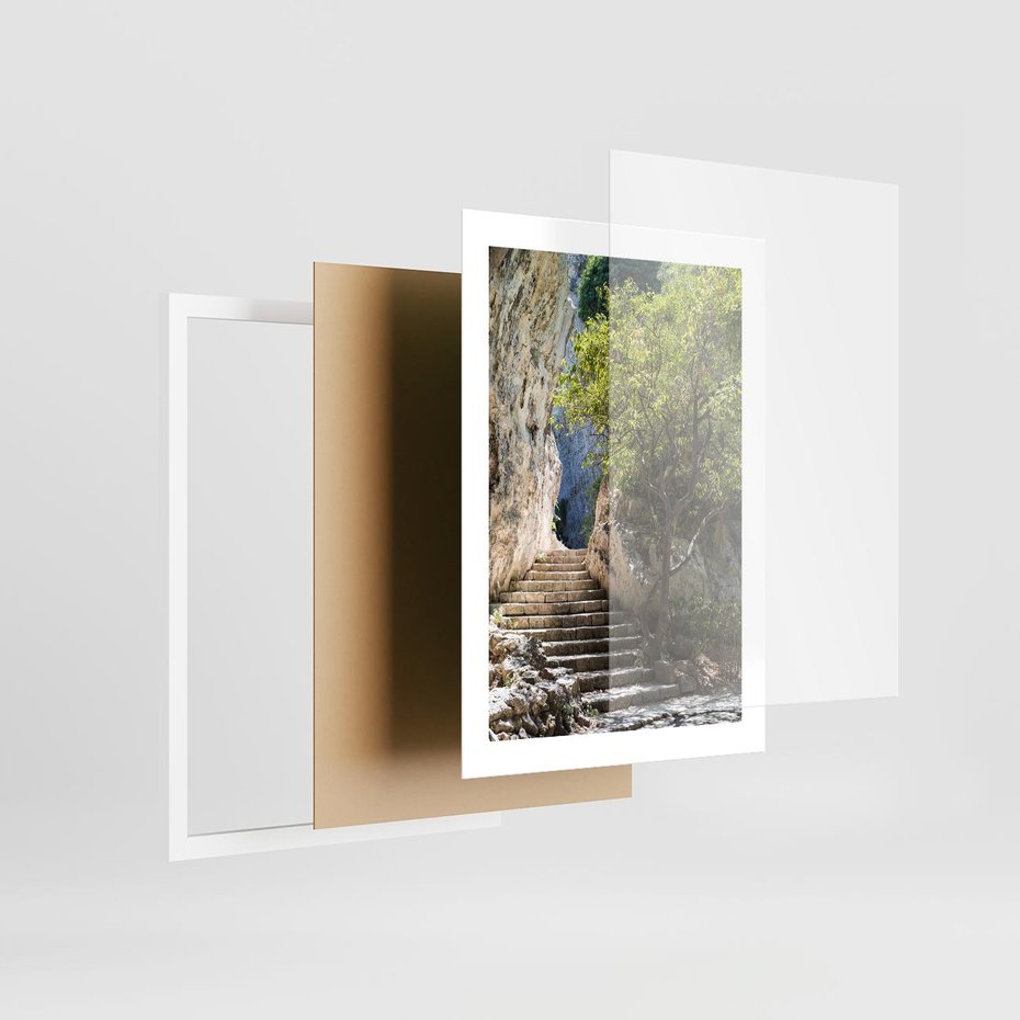Plakat w ramie 30x40 - Krok po kroku do celu - schody, perspektywa - rama biała