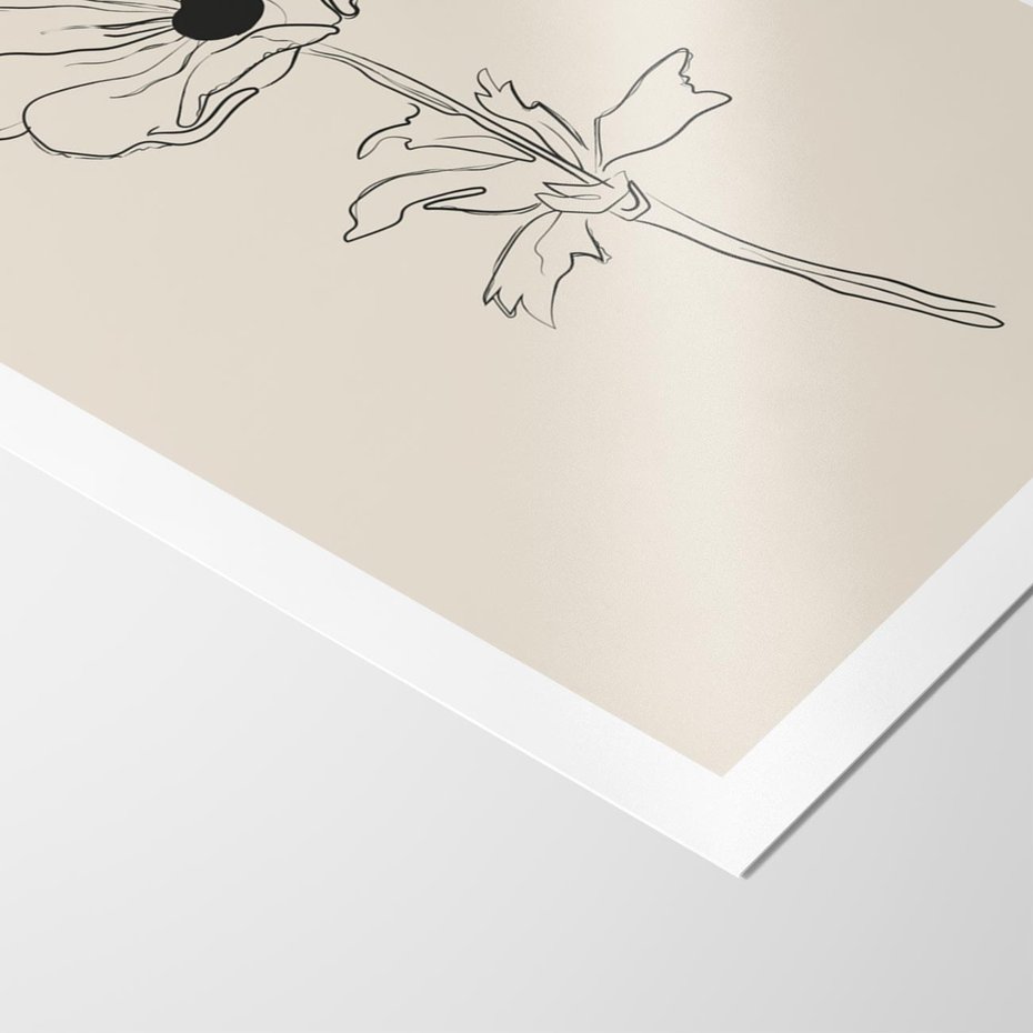 Plakat bez ramy 30x40 - Przenikający Dialog - szkic kwiatu, mnimalistyczny szkic