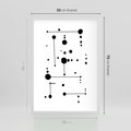 Plakat w ramie 50x70 - Nocne Zawirowania - abstrakcyjny plakat, czarne kropki i kreski - rama biała