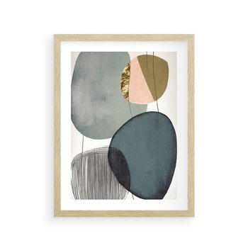 Plakat w ramie 40x50 - Przenikające Formy Duszy - abstrakcyjny obraz, geometryczne obłe formy - rama drewno