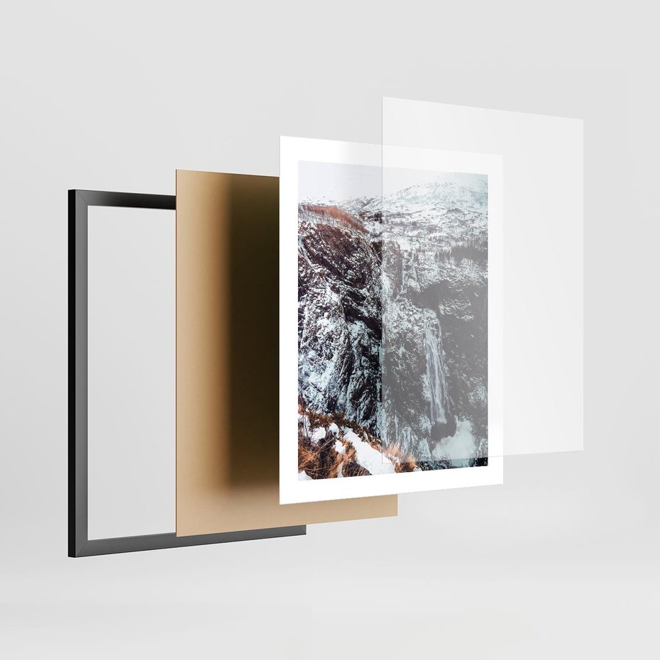 Plakat w ramie 40x50 - Góry w Białym Uroku: Zimowa Sceneria - górski krajobraz, zima - rama czarna