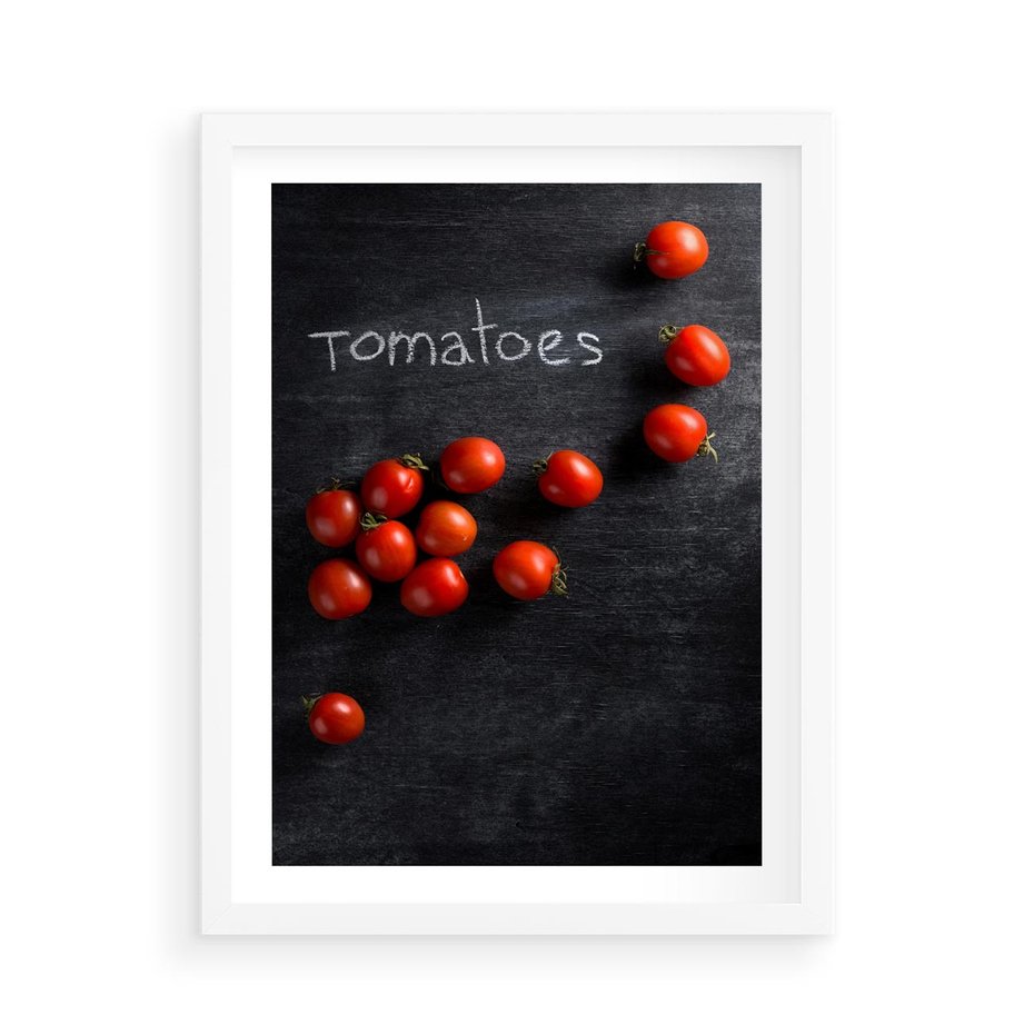 Plakat w ramie 50x70 - Świeżość Smaku - pomidory, kuchnia - rama biała