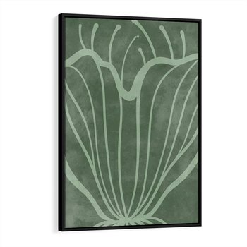 Obraz w ramie 50x70 - Zieleń Kształtująca Spokój - zielony plakat, roślinne inspiracje - rama czarna