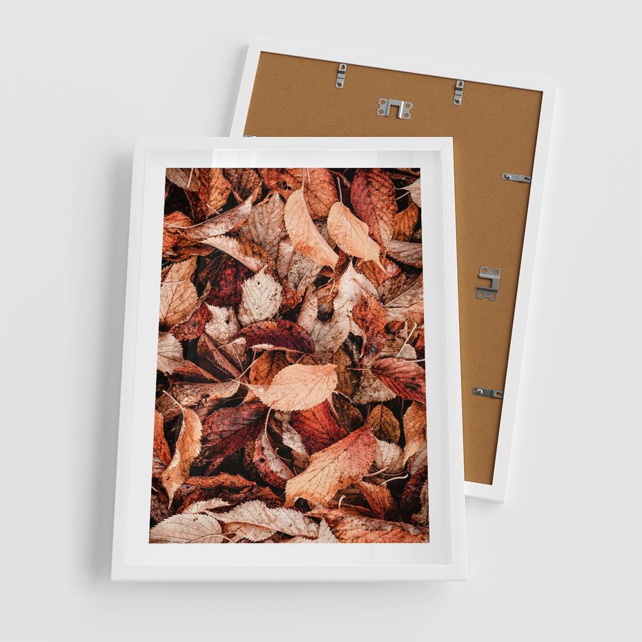Plakat w ramie 50x70 - Magia Jesiennej Ziemi - liście, jesień - rama biała