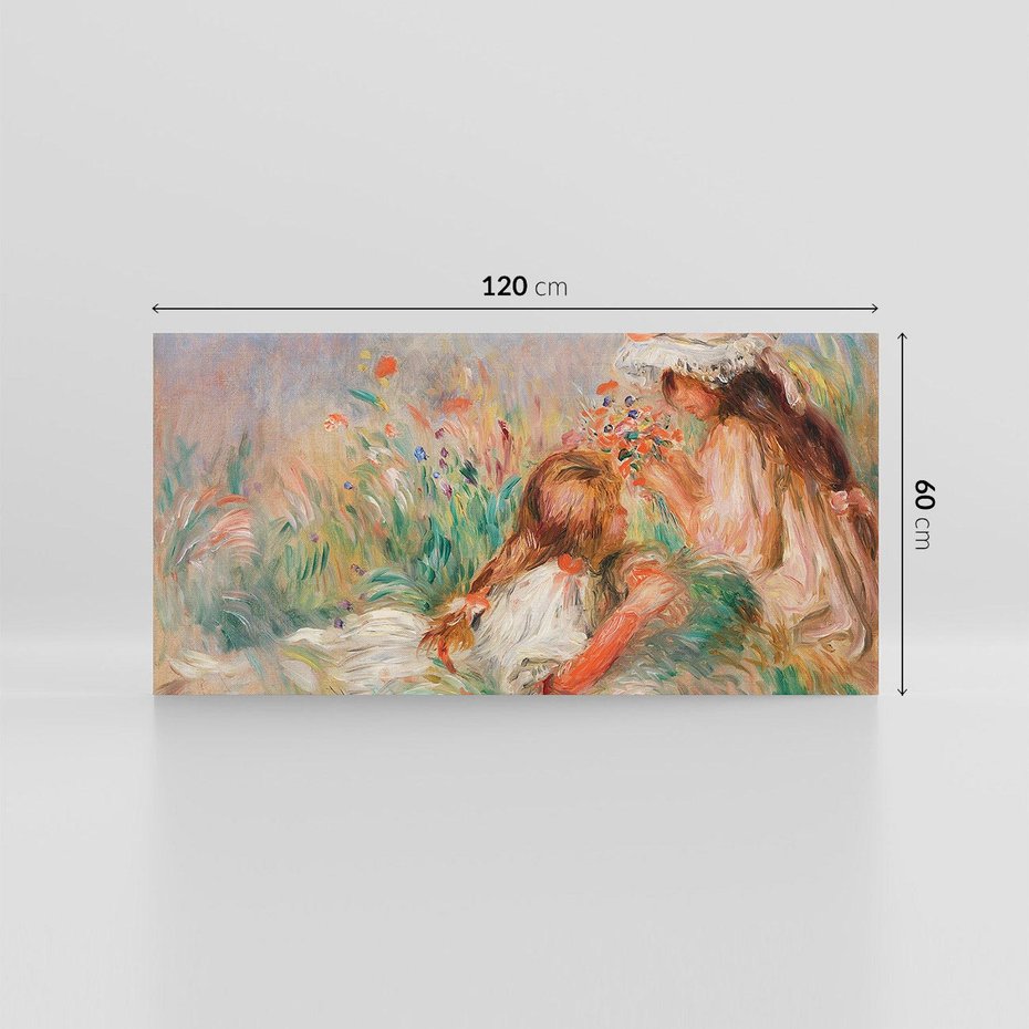 Obraz na płótnie 120x60 - Girls in the Grass Arranging a Bouquet, Pierre-Auguste Renoir - Reprodukcja - reprodukcja, obraz na płótnie