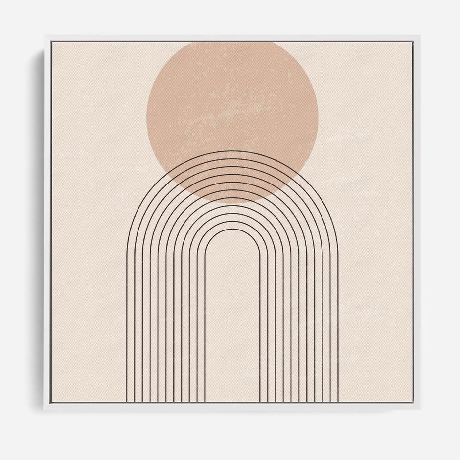 Obraz w ramie 80x80 - Konturem Zdefiniowane - boho plakat, minimalizm - rama biała