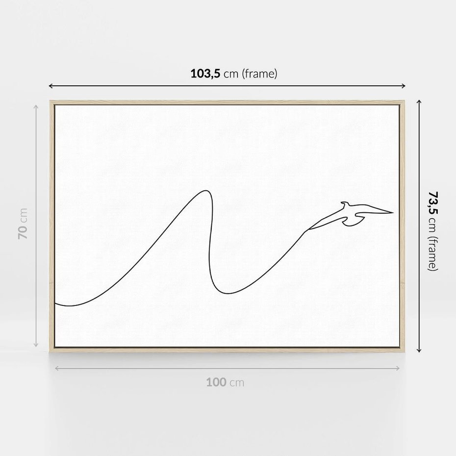 Obraz w ramie 100x70 - Ptasia Linia - ptak, jaskółka - rama drewno