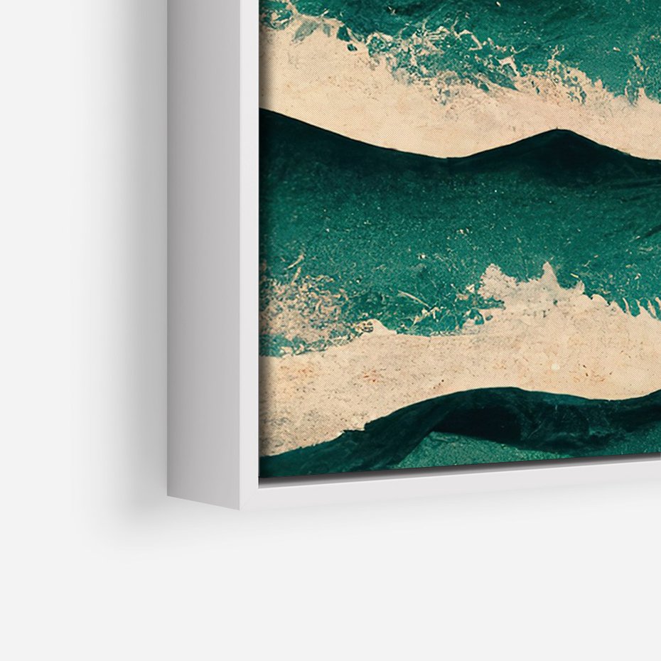 Obraz w ramie 80x120 - Czerwone Melodie - japońska sztuka, zachód słońca nad oceanem - rama biała