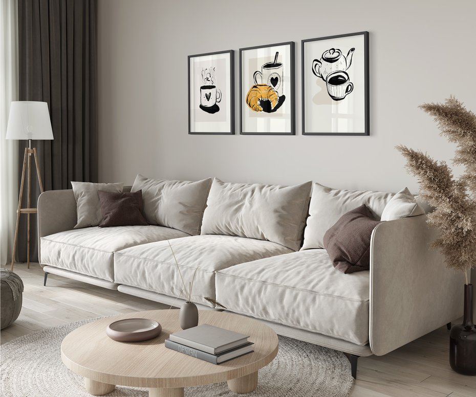 Zestaw obrazy w ramie 50x70 galeria - Kawa, graficzne, plakaty, nowoczesne - rama czarna