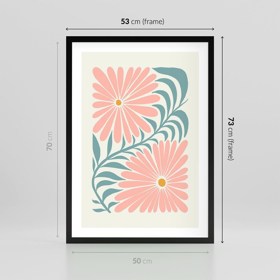 Plakat w ramie 50x70 - Kształtując Marzenia - kwiaty, sztuka nowoczesna - rama czarna