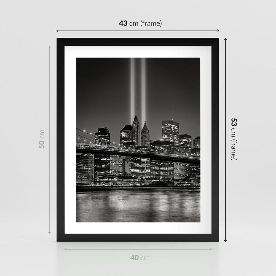 Plakat w ramie 40x50 - Miasto ożywione nocą - miasto, noc - rama czarna