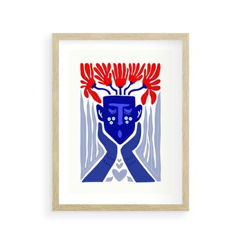 Plakat w ramie 40x50 - Nowoczesne Wcielenie Boho - etniczna maska, boho styl - rama drewno