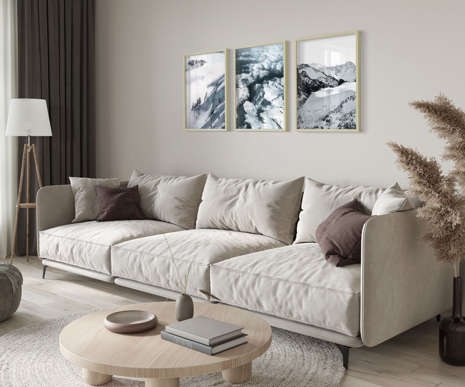 Zestaw obrazy w ramie 40x50 galeria - Zima, górski, krajobraz - rama drewno