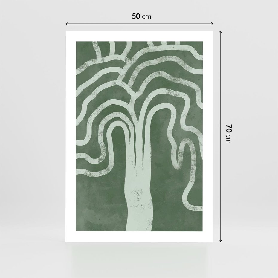 Plakat bez ramy 50x70 - Inspirujące Zawiłości Zieleni - abstrakcyjny kształt, zielony plakat