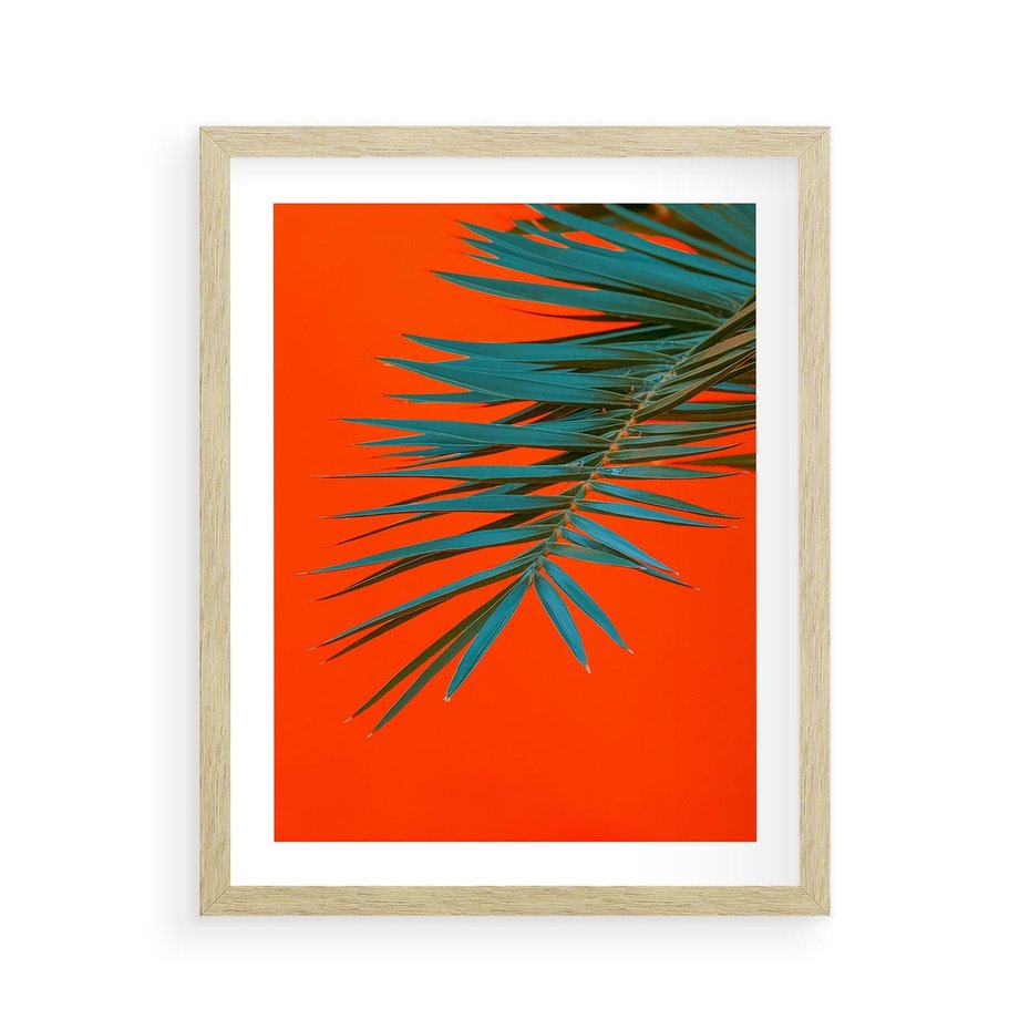 Plakat w ramie 40x50 - Egzotyczny Urok - liście, palma - rama drewno