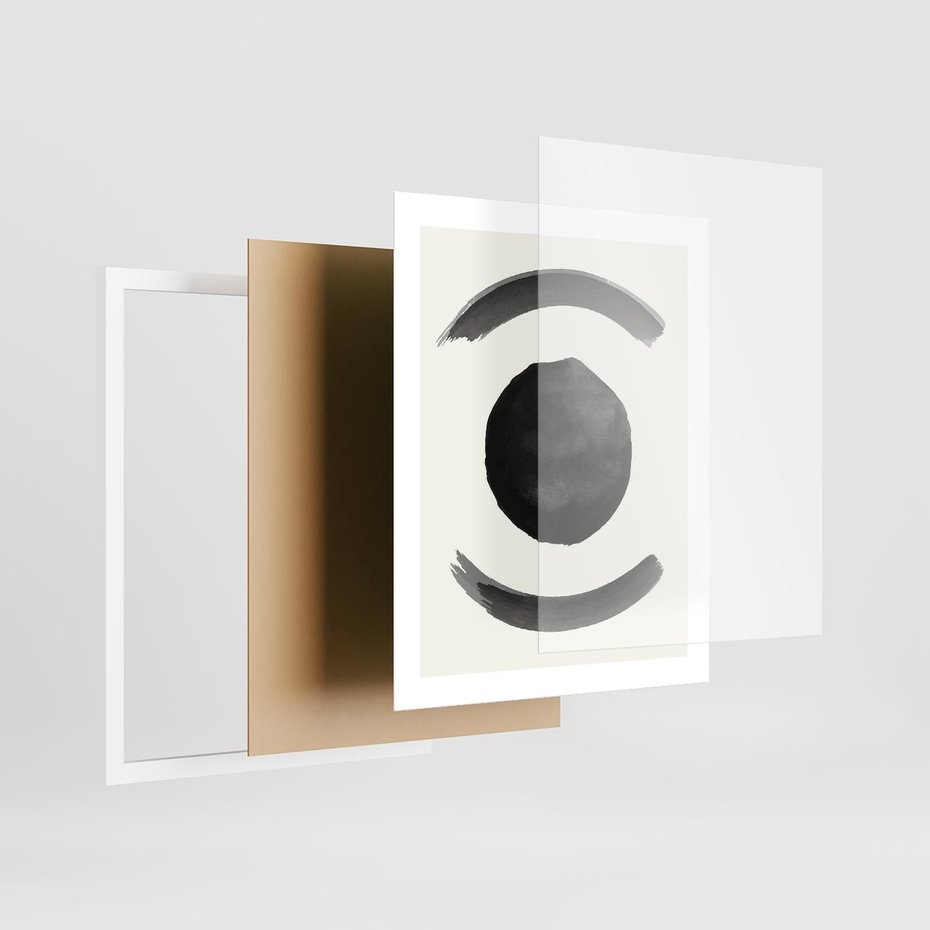 Plakat w ramie 40x50 - Bezczasowe Echo - abstrakcyjne plamy okręgi, akwarelowe - rama biała