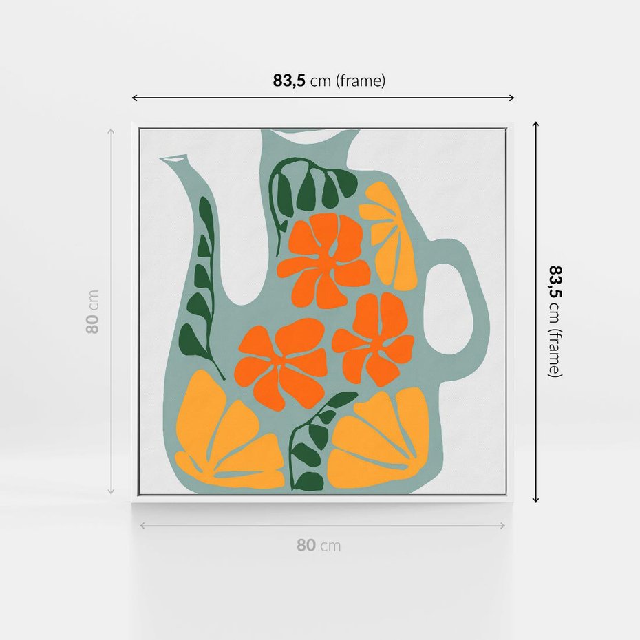 Obraz w ramie 80x80 - Kolorystyczna Ekspresja - czajnik, abstrakcja - rama biała