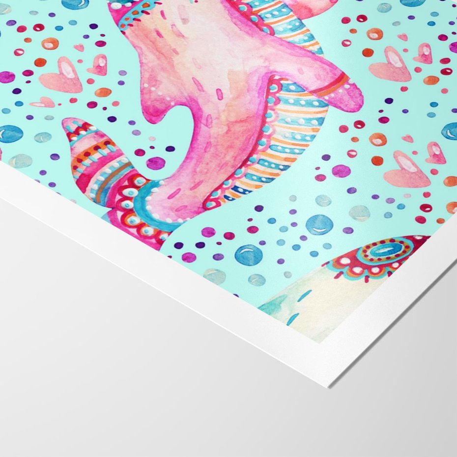 Plakat bez ramy 30x40 - Lekkość W Ruchu - delfin, akwarela