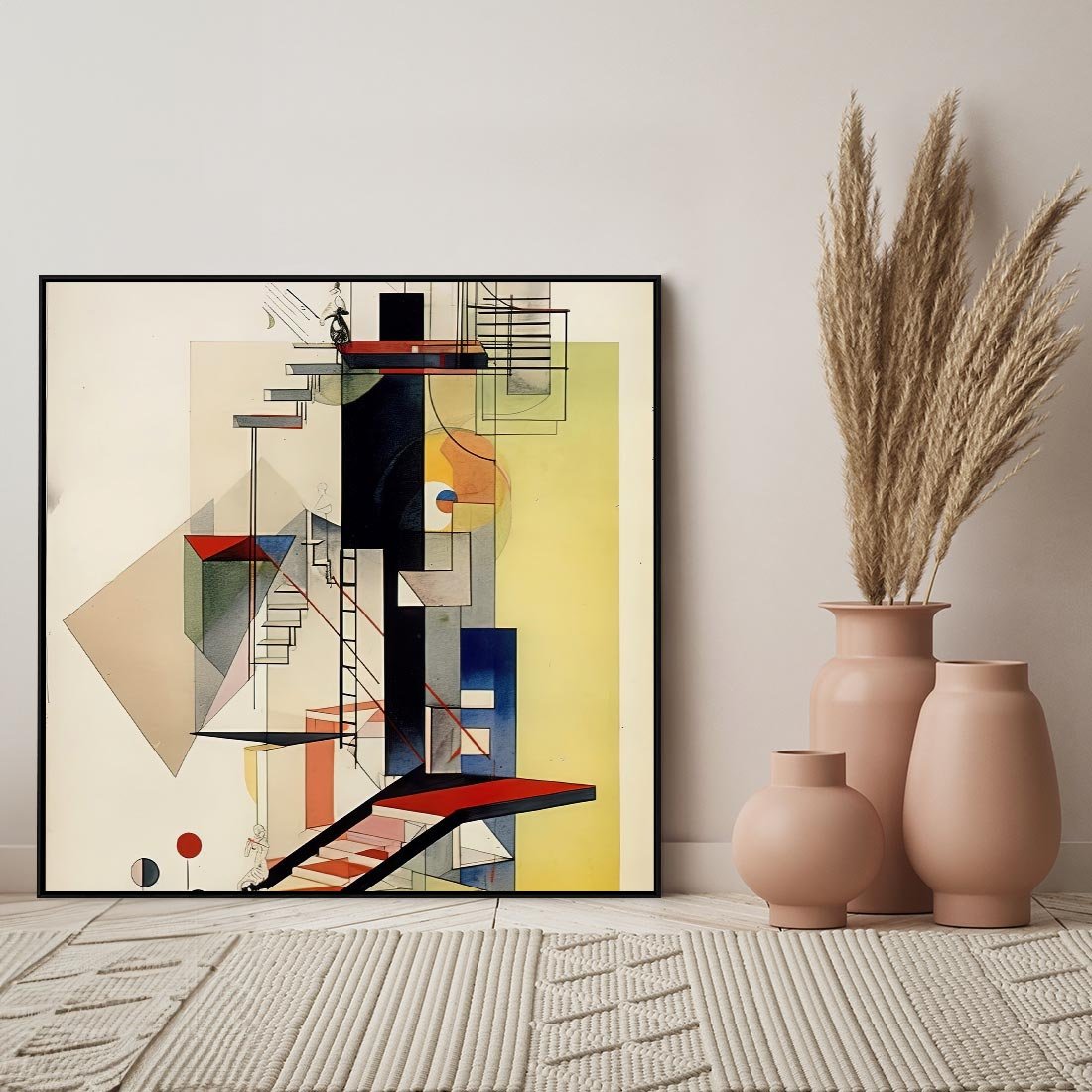 Obraz w ramie 50x50 - Kolorowe Wnętrza Inspiracji - abstrakcyjny obraz, jak kandinsky - rama czarna