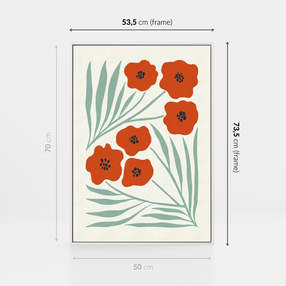 Obraz w ramie 50x70 - Makowe Odkrycie - czerwone kwiaty, maki - rama biała