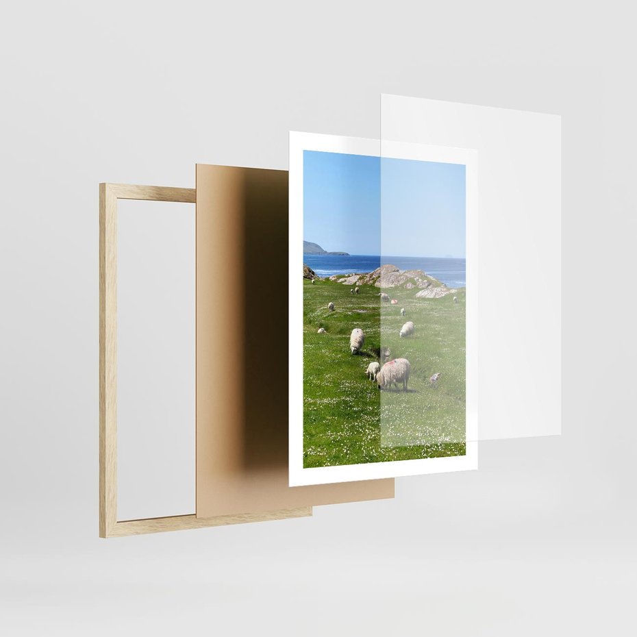 Plakat w ramie 50x70 - Górskie Owce - góry, owce - rama drewno