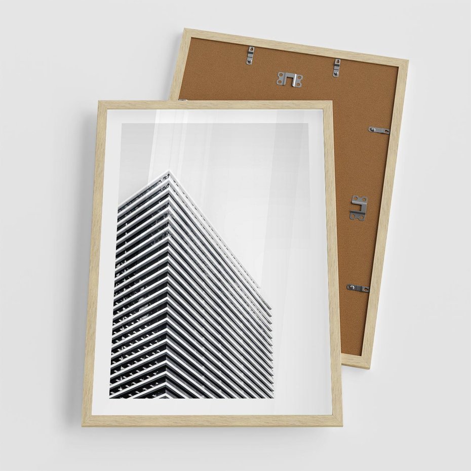 Plakat w ramie 50x70 - Wzorce Wysokości - architektura, wysoki wieżowiec - rama drewno