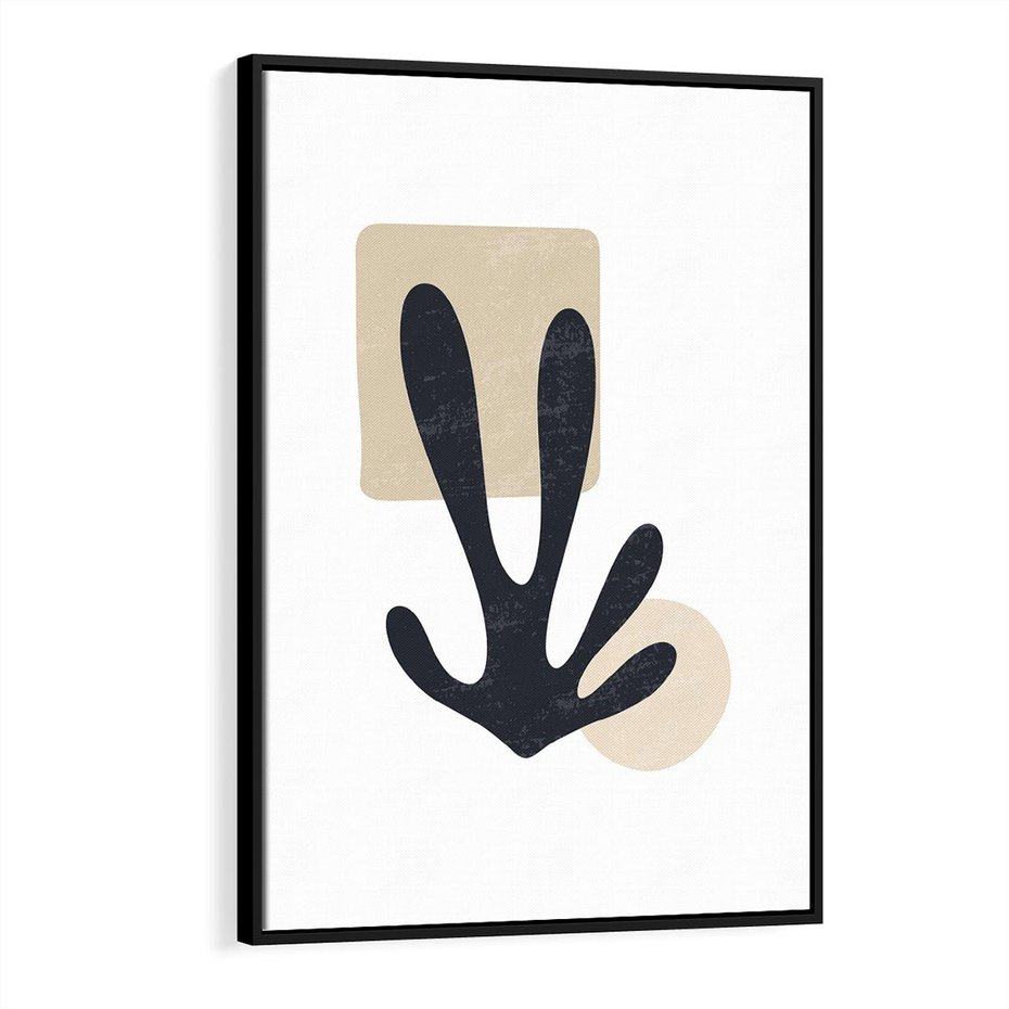 Obraz w ramie 50x70 - Granatowa Odsłona - minimalistyczna nowczesna grafika, styl matisse - rama czarna