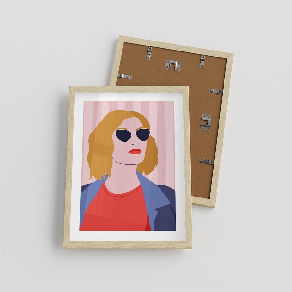 Plakat w ramie 30x40 - Kobieca Ekspresja - nowoczesny plakat, styl retro - rama drewno