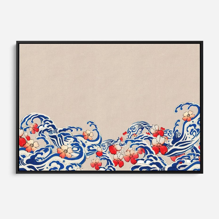 Obraz w ramie 100x70 - Japońska Harmonia: Falujące Kwiaty - japonia, orientalne kwiaty wiśni - rama czarna