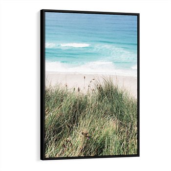 Obraz w ramie 50x70 - Harmonia Natury - widok z wydm, wydmy porośnięte trawami - rama czarna