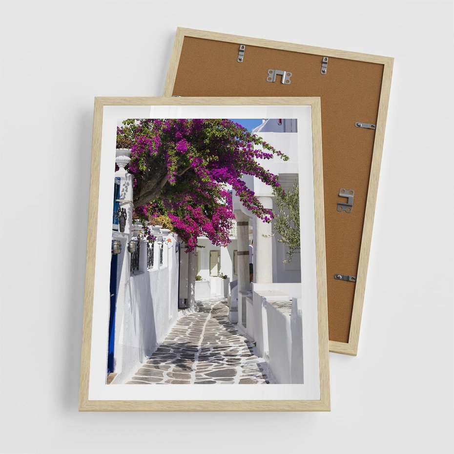 Plakat w ramie 50x70 - Mroczna Tajemnica - uliczka, perspektywa - rama drewno