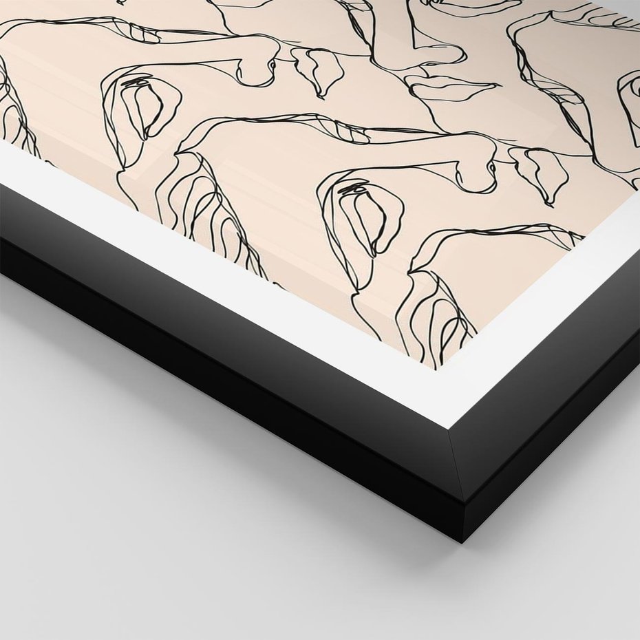 Plakat w ramie 40x50 - Grafika z Twarzami Greckiej Rzeźby - grafika, plakat - rama czarna