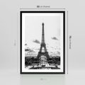 Plakat w ramie 50x70 - Wieża Eiffla - czarno białe zdjecie, wieża eiffla - rama czarna