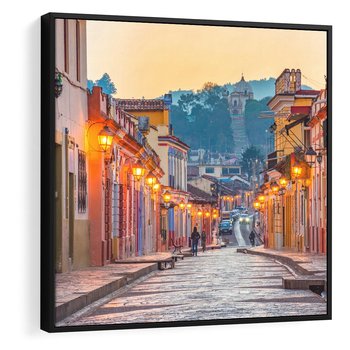 Obraz w ramie 50x50 - W stronę marzycielskich horyzontów - włoska uliczka, wieczór - rama czarna