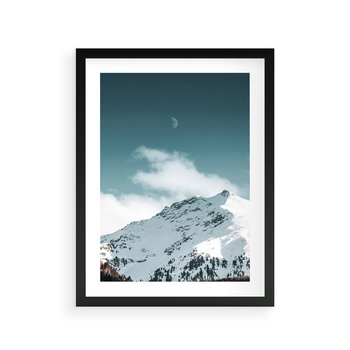 Plakat w ramie 30x40 - Nocna Magia w Górach - fotografia, śnieg - rama czarna