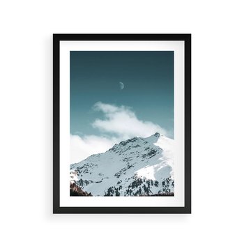 Plakat w ramie 40x50 - Nocna Magia w Górach - fotografia, śnieg - rama czarna