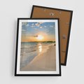 Plakat w ramie 50x70 - Zachód słońca na plaży - plaża, zachód - rama czarna