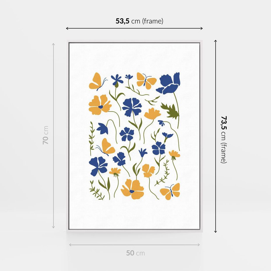 Obraz w ramie 50x70 - Odgłosy Wizji - kwiaty, sztuka nowoczesna - rama biała