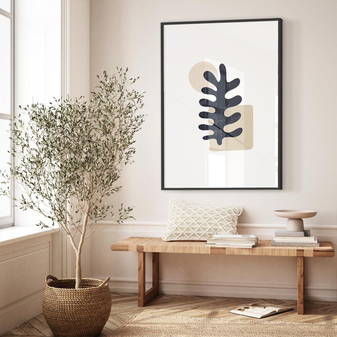 Plakat w ramie 50x70 - Opowieść Przenikających Energii - inspiracja mattise, abstrakcja - rama czarna