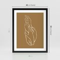Plakat w ramie 40x50 - Splecione Dłonie - szkic, minimalizm - rama czarna
