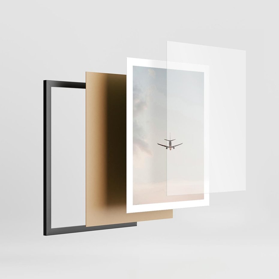 Plakat w ramie 50x70 - W Powietrzu: Samolot na Niebie - samolot w przestworzach, samolot na niebie - rama czarna