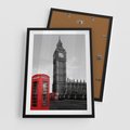 Plakat w ramie 50x70 - Budka telefoniczna przed Big Benem - budka, Londyn - rama czarna