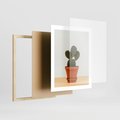 Plakat w ramie 40x50 - Kwiatowy taniec kaktusa - kaktus, kwiat - rama drewno