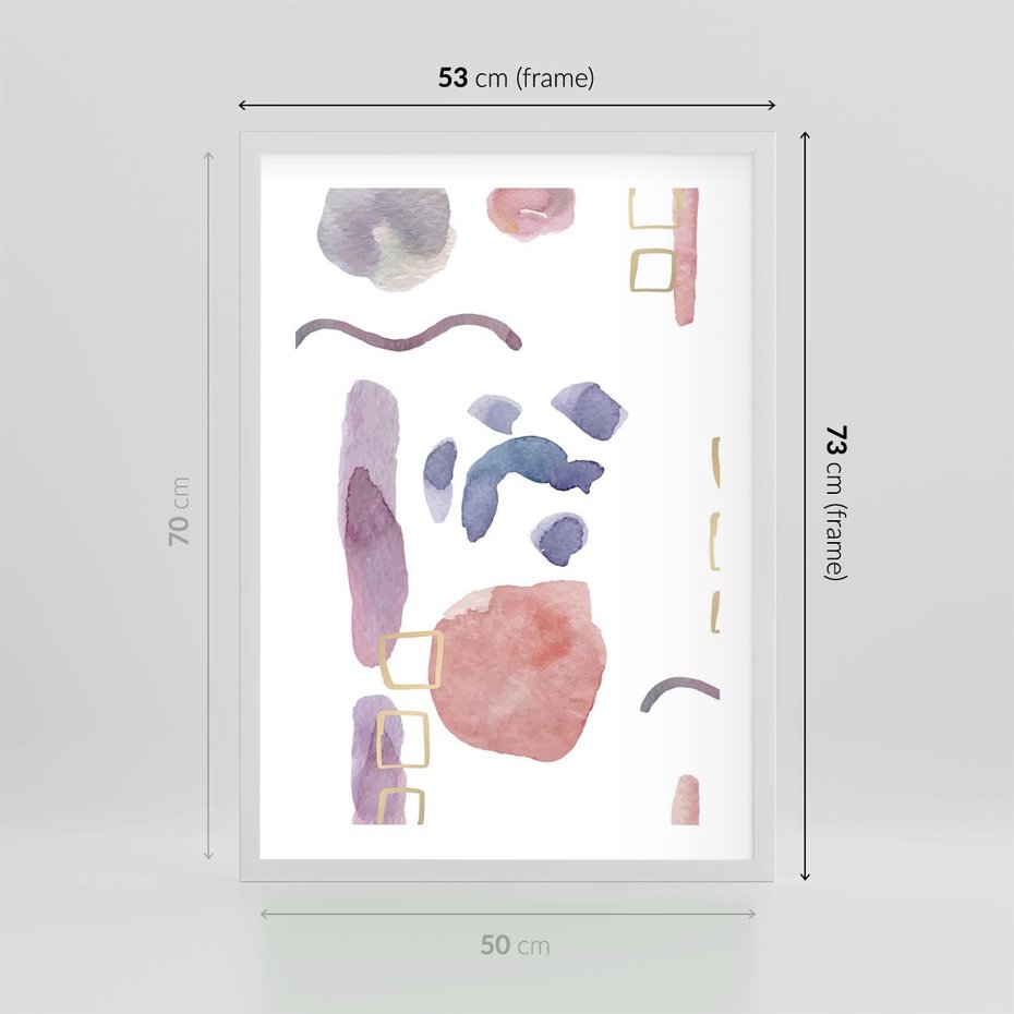 Plakat w ramie 50x70 - Boho Widokowe Impresje - abstrakcyjny palakt, akwarelowe plamy - rama biała