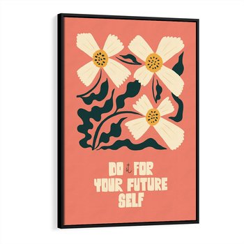 Obraz w ramie 70x100 - Mgliste Refleksje - nowoczesny plakat, różowe tło - rama czarna