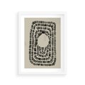 Plakat w ramie 30x40 - Zaklęte Wnętrza - boho plakat, czarne kropki kreski - rama biała