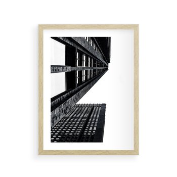 Plakat w ramie 40x50 - Geometryczna Asymetria - architektura, czarno białe zdjęcie - rama drewno