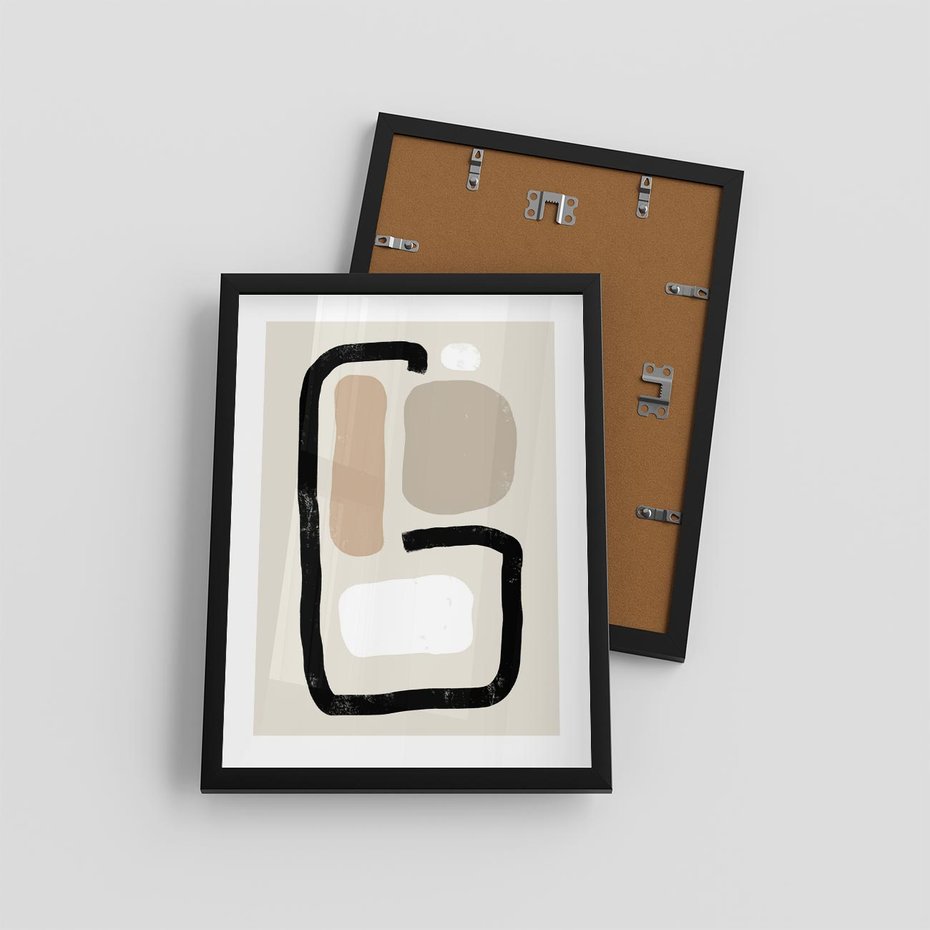 Plakat w ramie 30x40 - Kształtne Formy - geometryczne nieregularne kształty, nowoczesna kompozycja - rama czarna